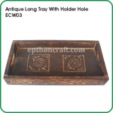 Antique Long Tray with Holder Hole